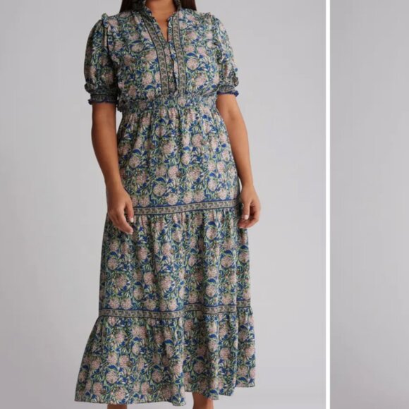 NWT Max Studio London Floral Print Short Sleeve Tiered Maxi Dress in Women's XL - Picture 1 of 16